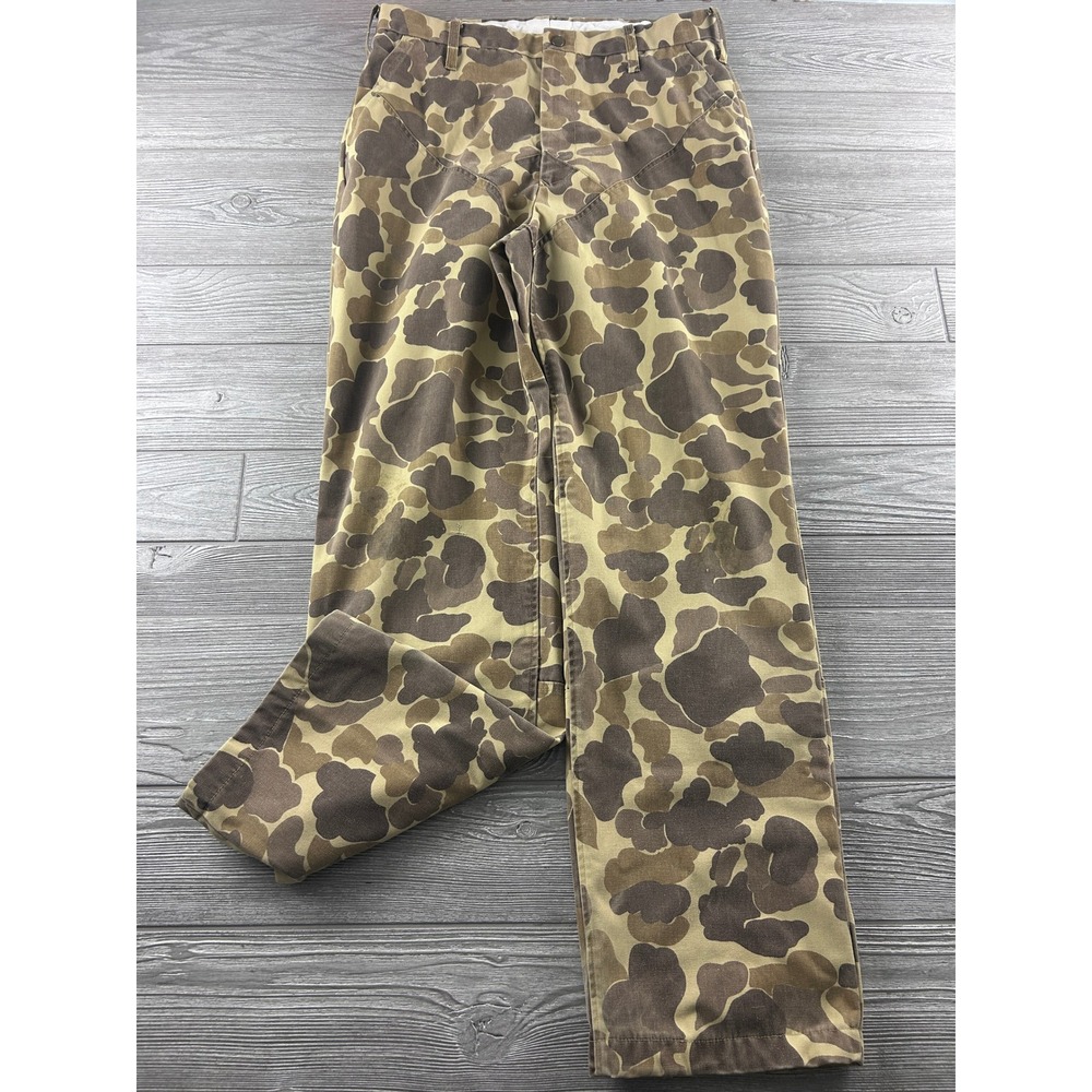 Vintage Gamehide Duck Camo Hunting Pants Mens 36 Brown Reinforced Double Knee